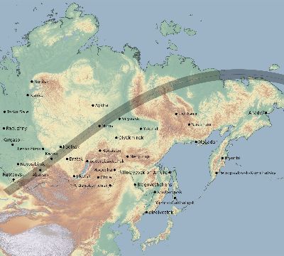 Map of the eclipse path across Russia on 07/16/2596
