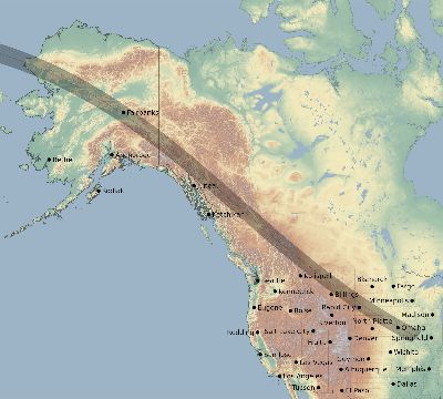 Map of the eclipse path across United States on 07/16/2596