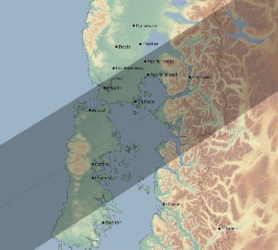 Map of the eclipse path across Chile on 05/26/2598