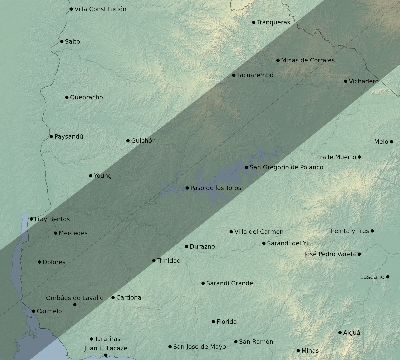 Map of the eclipse path across Uruguay on 05/26/2598