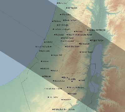 Map of the eclipse path across Israel on 11/19/2598