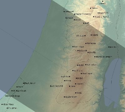 Map of the eclipse path across Palestine on 11/19/2598
