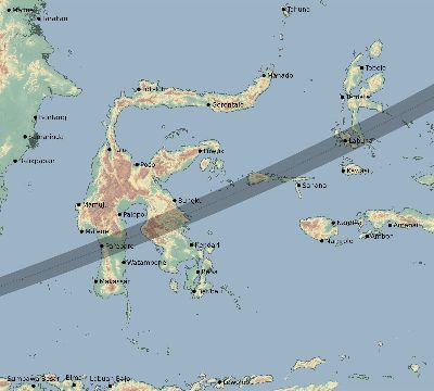 Map of the eclipse path across Indonesia on 05/15/2599