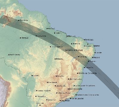 Map of the eclipse path across Brazil on 11/09/2599