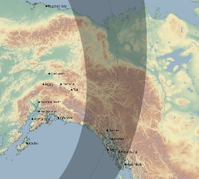 Map of the eclipse path across United States on 05/05/2600