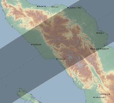 Map of the eclipse path across Indonesia on 03/15/2602