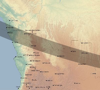 Map of the eclipse path across Angola on 09/08/2602