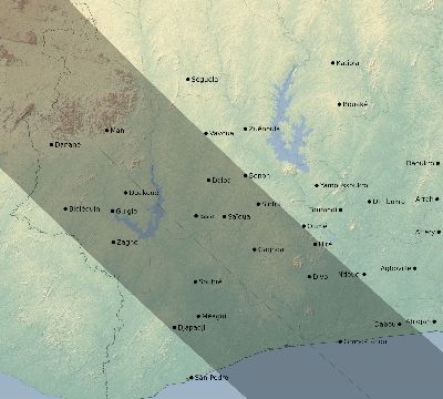 Map of the eclipse path across Côte d'Ivoire (Ivory Coast) on 09/08/2602