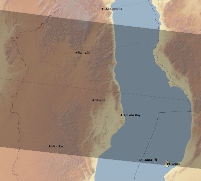 Map of the eclipse path across Malawi on 09/08/2602