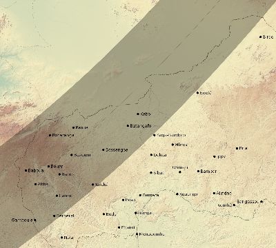 Map of the eclipse path across Central African Republic on 03/05/2603