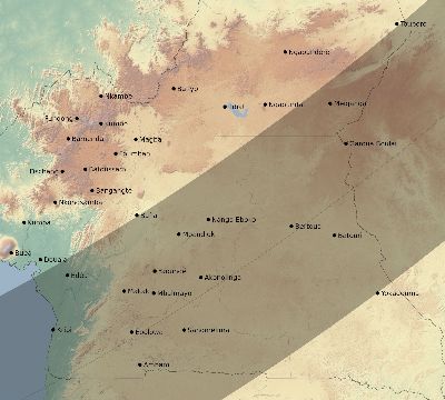 Map of the eclipse path across Cameroon on 03/05/2603