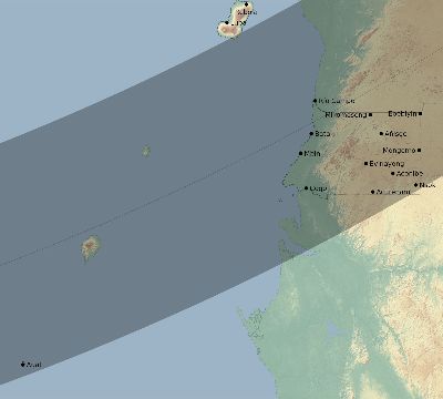 Map of the eclipse path across Equatorial Guinea on 03/05/2603