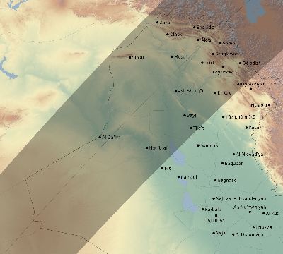 Map of the eclipse path across Iraq on 03/05/2603