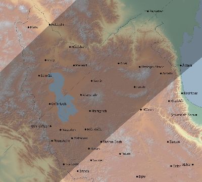 Map of the eclipse path across Iran on 03/05/2603