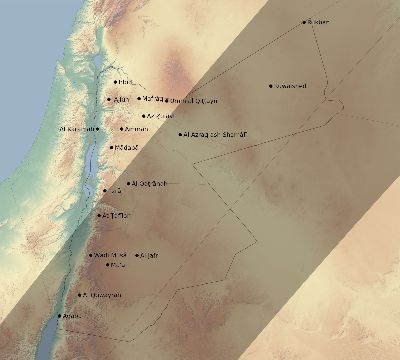 Map of the eclipse path across Jordan on 03/05/2603