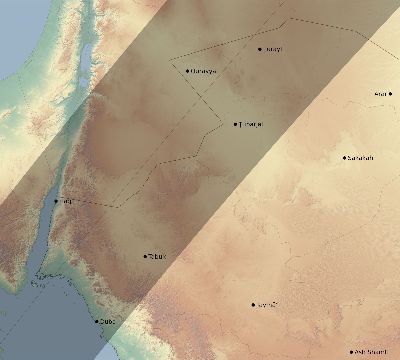Map of the eclipse path across Saudi Arabia on 03/05/2603