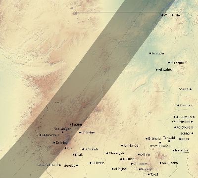 Map of the eclipse path across Sudan on 03/05/2603