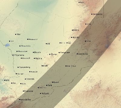 Map of the eclipse path across Chad on 03/05/2603