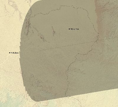 Map of the eclipse path across Gabon on 08/28/2603