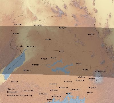 Map of the eclipse path across Uganda on 08/28/2603