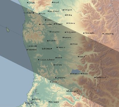 Map of the eclipse path across Chile on 01/01/2606