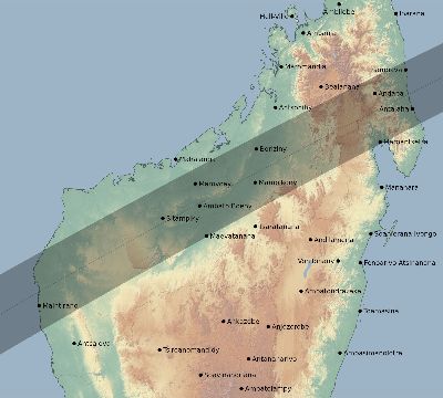 Map of the eclipse path across Madagascar on 01/01/2606