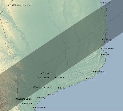 Map of the eclipse path across Mozambique on 01/01/2606