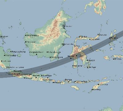 Map of the eclipse path across Indonesia on 12/21/2606