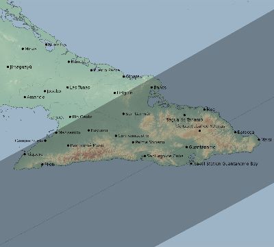 Map of the eclipse path across Cuba on 04/26/2609