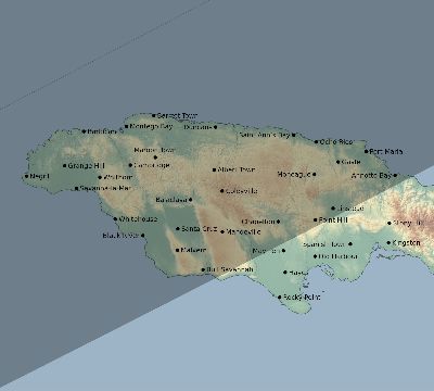 Map of the eclipse path across Jamaica on 04/26/2609