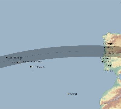 Map of the eclipse path across Portugal on 04/26/2609