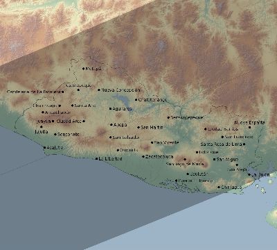 Map of the eclipse path across El Salvador on 04/26/2609