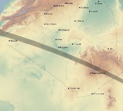 Map of the eclipse path across Algeria on 10/09/2610