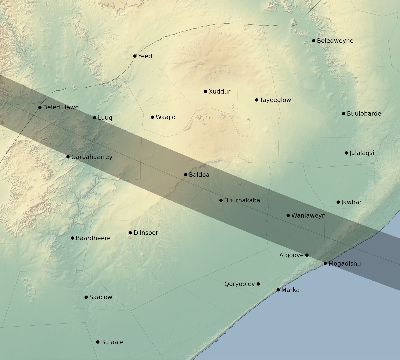 Map of the eclipse path across Somalia on 10/09/2610