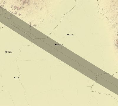 Map of the eclipse path across South Sudan on 10/09/2610