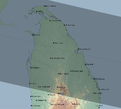 Map of the eclipse path across Sri Lanka on 02/11/2613