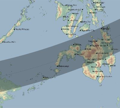 Map of the eclipse path across Philippines on 02/11/2613