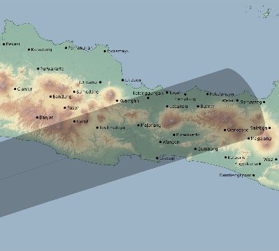 Map of the eclipse path across Indonesia on 02/01/2614