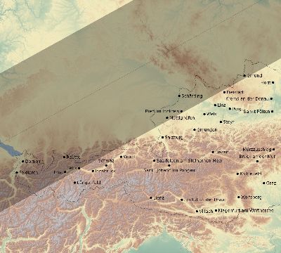Map of the eclipse path across Austria on 07/28/2614