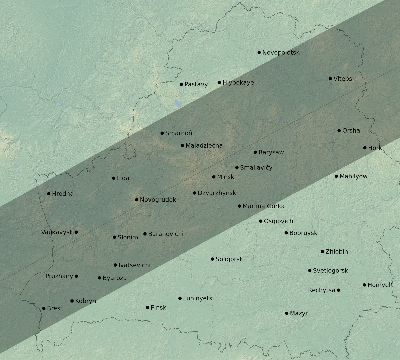 Map of the eclipse path across Belarus on 07/28/2614