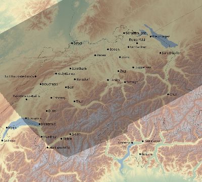 Map of the eclipse path across Switzerland on 07/28/2614