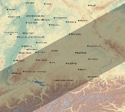 Map of the eclipse path across Germany on 07/28/2614