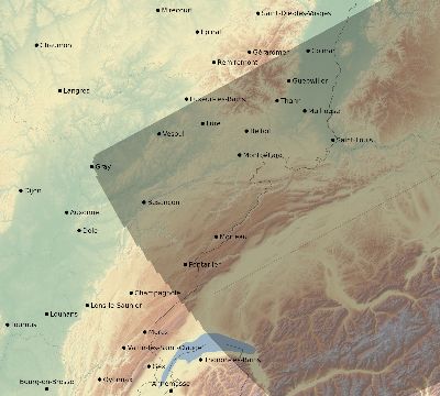 Map of the eclipse path across France on 07/28/2614