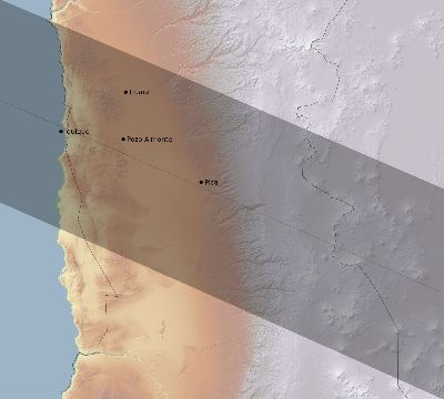 Map of the eclipse path across Chile on 06/06/2616