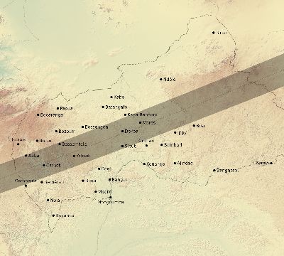 Map of the eclipse path across Central African Republic on 12/01/2616