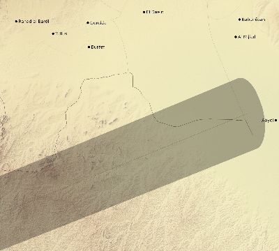 Map of the eclipse path across Sudan on 12/01/2616