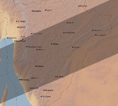 Map of the eclipse path across Burundi on 05/26/2617