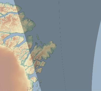 Map of the eclipse path across Greenland on 05/16/2618