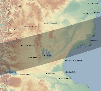 Map of the eclipse path across Argentina on 03/26/2620