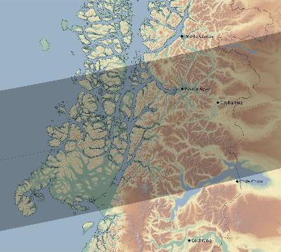 Map of the eclipse path across Chile on 03/26/2620